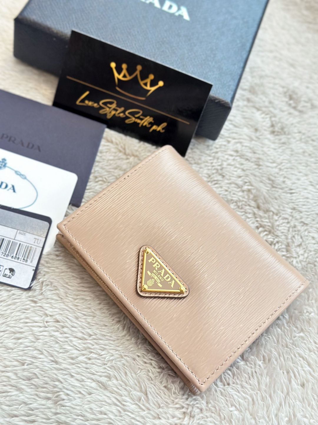 Prada Vitello Move Bifold Wallet Beige
