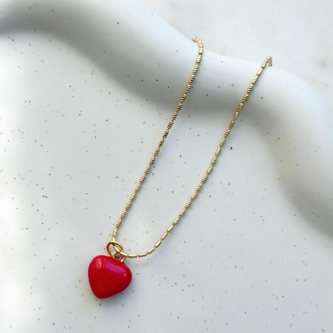 Enamel Red Heart Necklace
