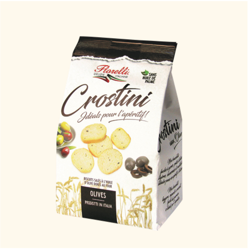 Crostini Croutons à l'Huile d'Olive Doré au Four - Olives 100g