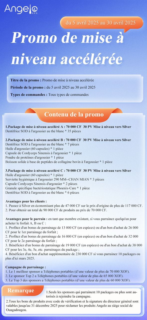 LA PROMOTION DE MISE À NIVEAU ACCÉLÉRÉE A ÉTÉ PROLONGÉE D’AUJOURD’HUI 5 AU 30 AVRIL 2025