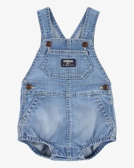Baby Denim Bubble Romper - Blue