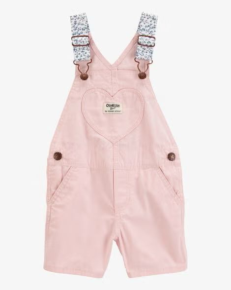 Pink Heart Woven Shortalls (3mths to 5T)