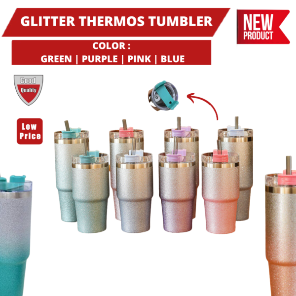 GLITTER THERMOS TUMBLER
