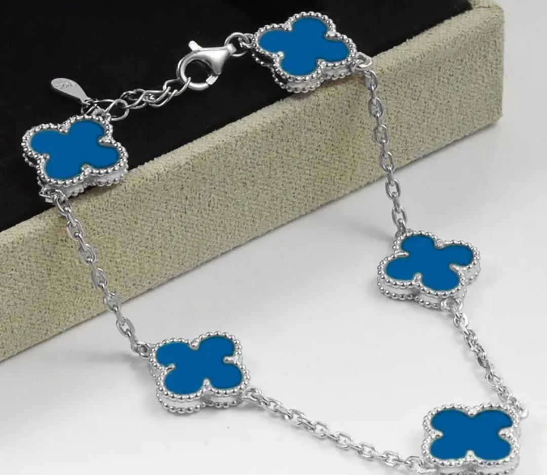Blue & Silver Clover Bracelet  