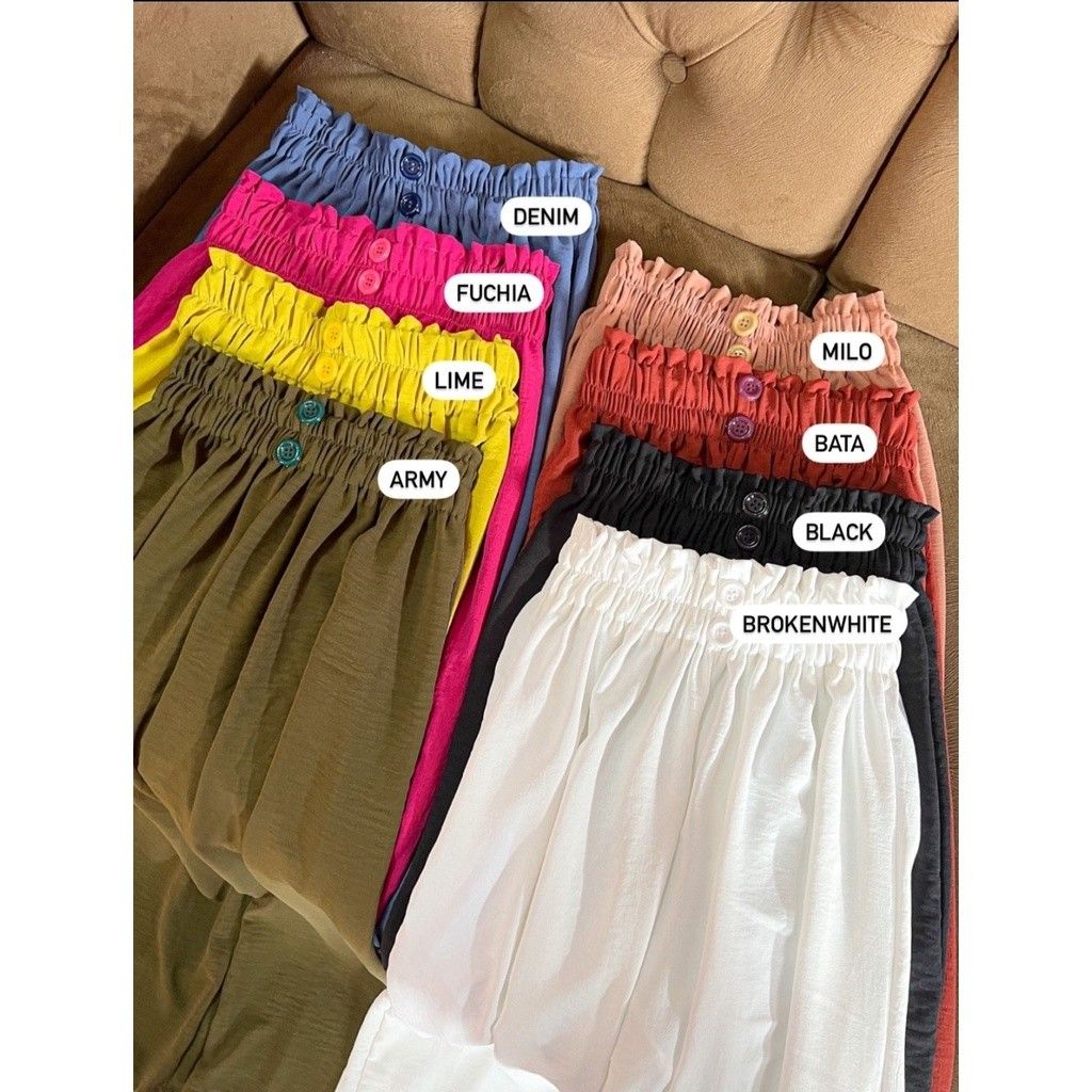 Kulot Crinkle Highwaist BUTTON (Variasi Kancing 2)