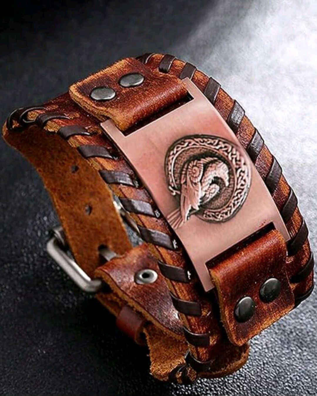 Medieval Style Wide Bracelet Brown