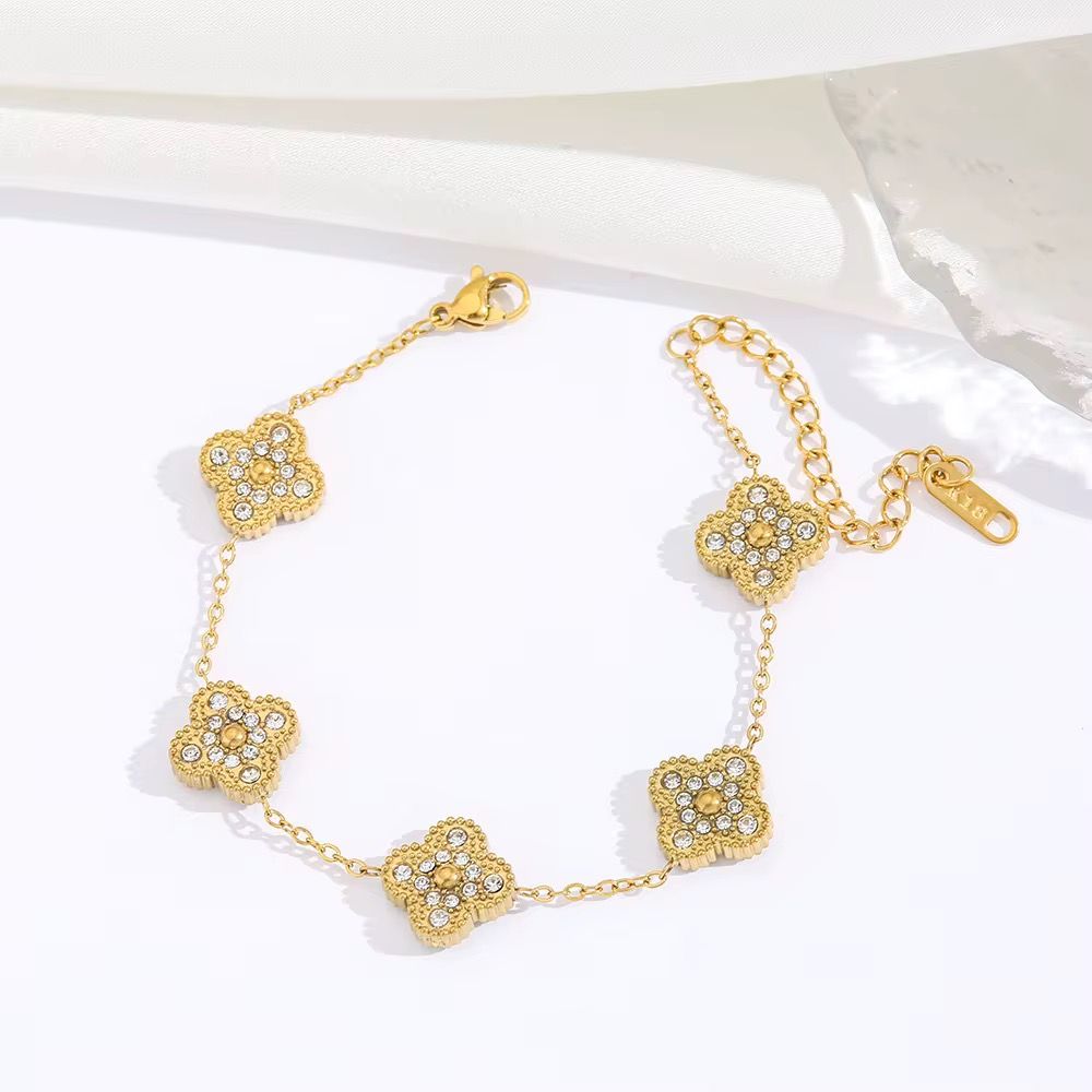Gold Diamond Clover Bracelet  