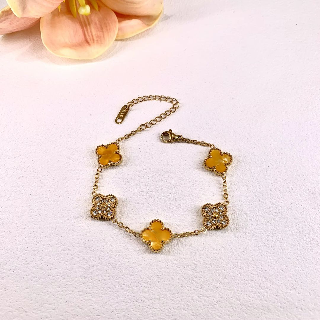 Orange & Gold Clover Bracelet 