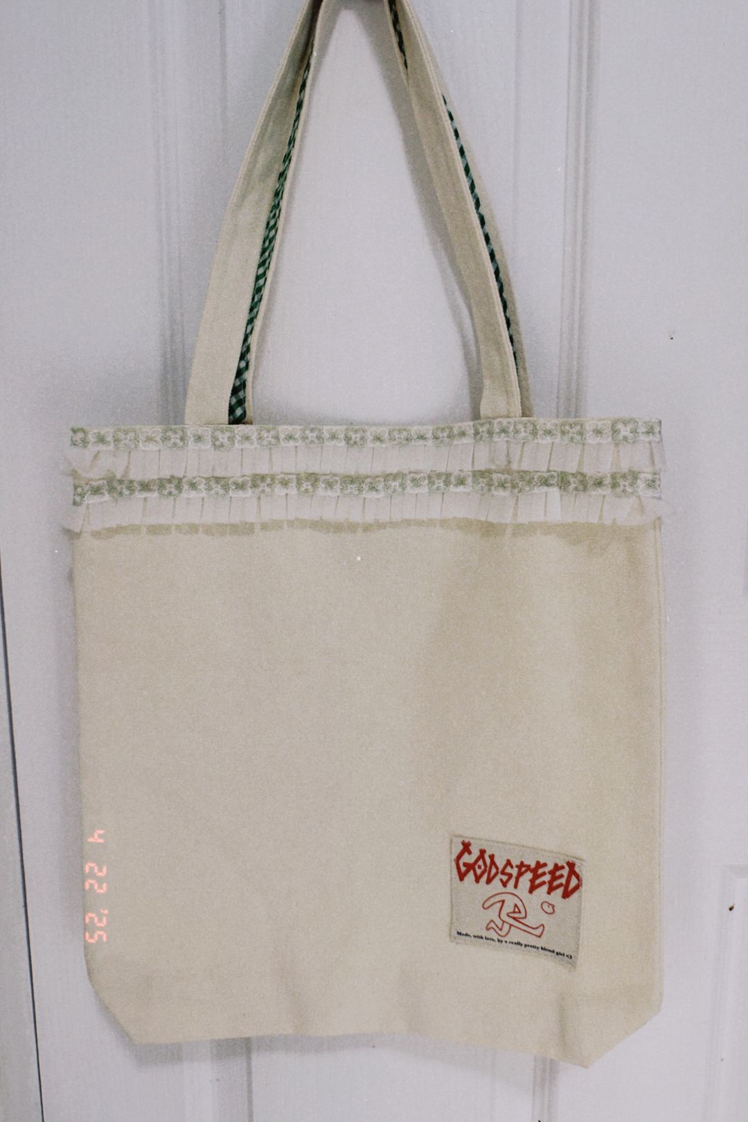 Plain Tote - Small - with Green ruffle