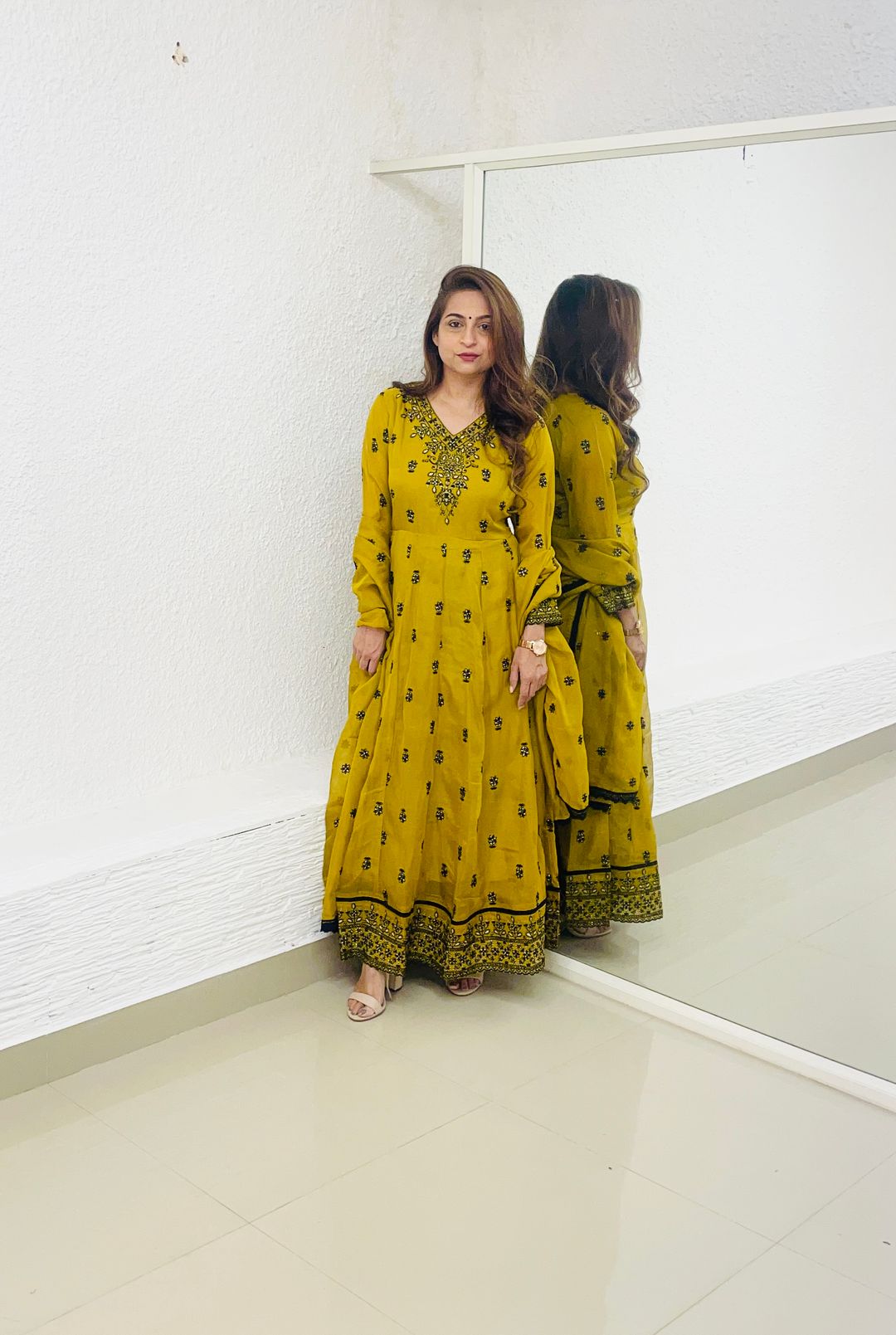 Golden Yellow Organza Anarkali