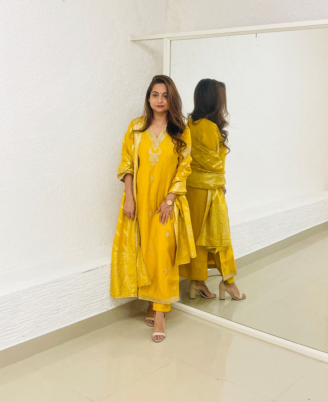 Mustard Dola Silk Set