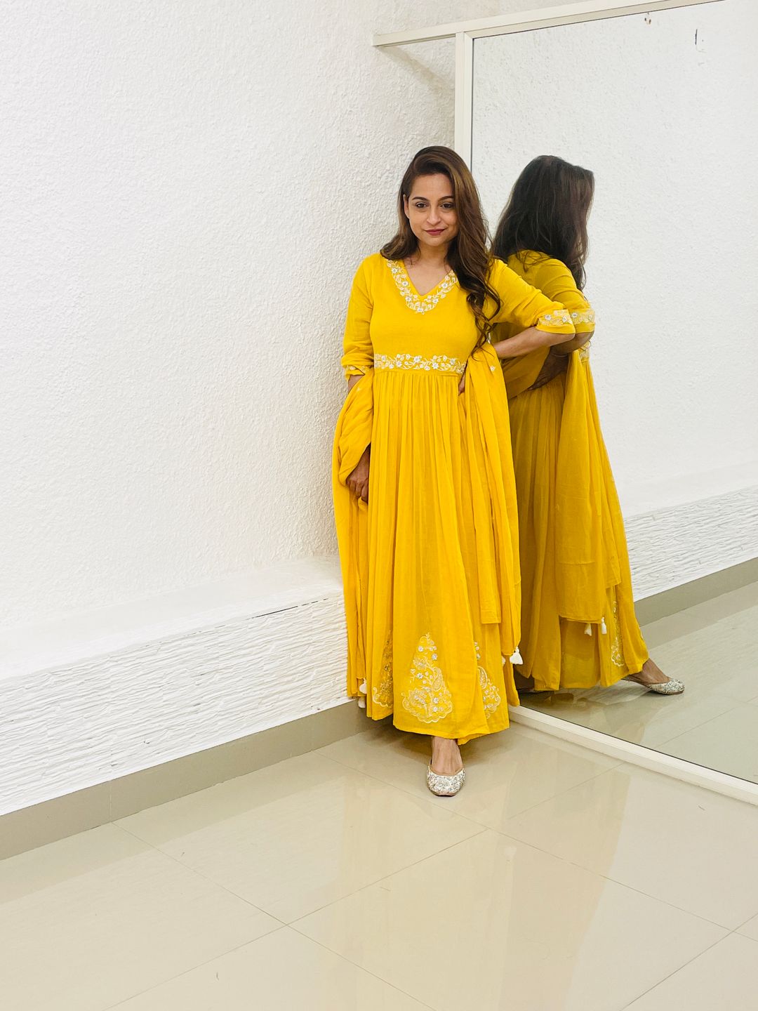 Yellow Mulcotton Anarkali