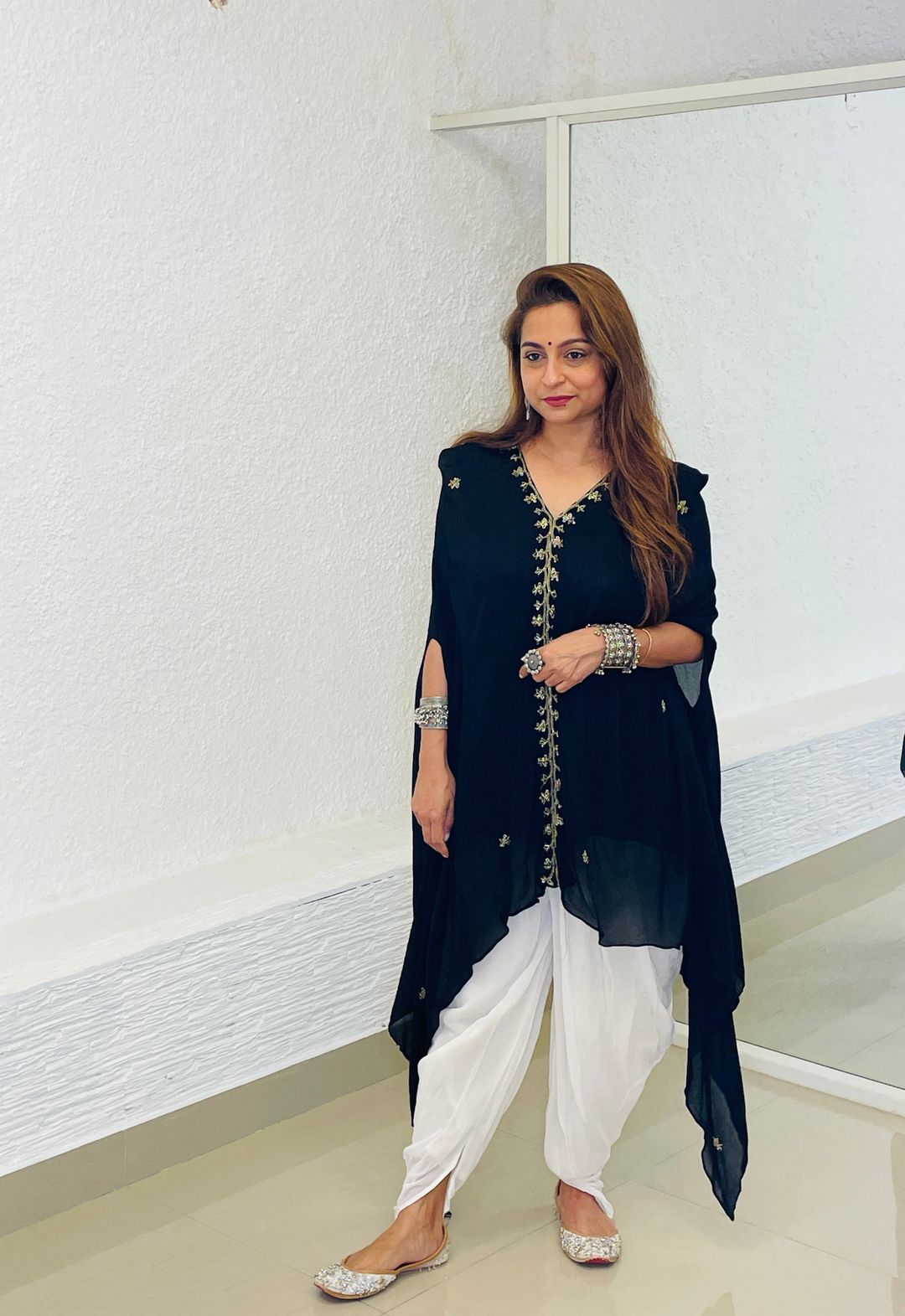 Black Kaftan Dhoti Set