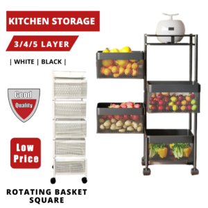 Rotating Kitchen Storage Basket Square