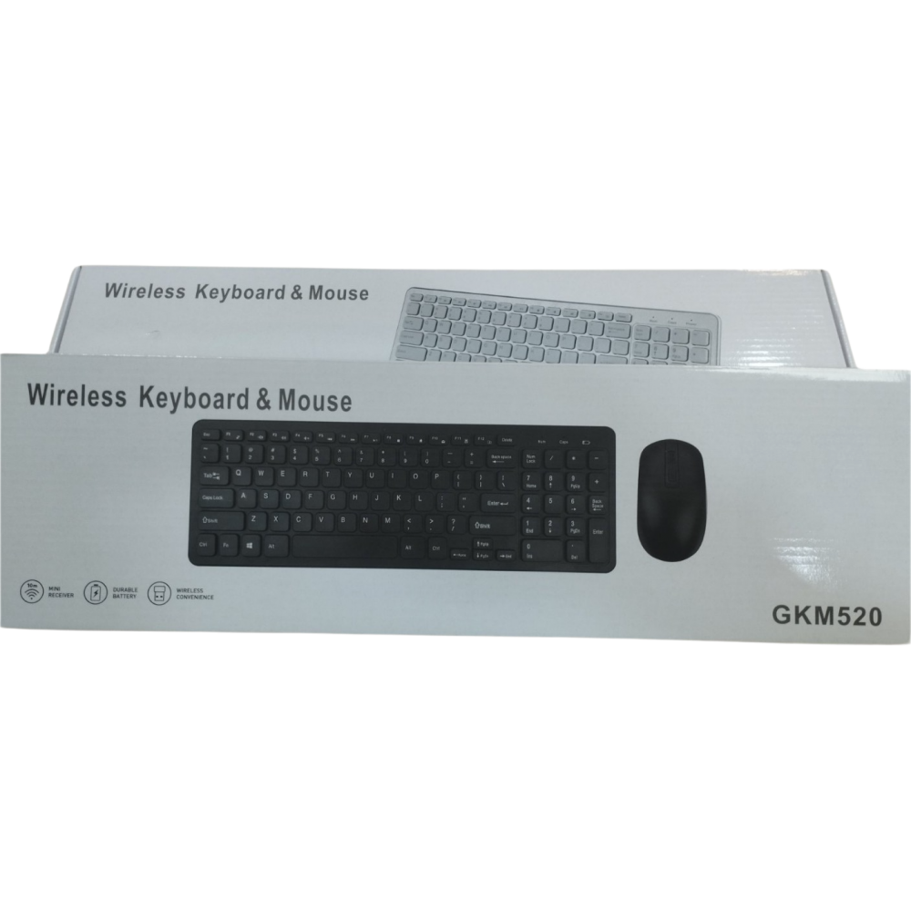 CLAVIER ET SOURIS SANS FIL BLANC/NOIR GKM520 FRANCAIS-ANGLAIS
