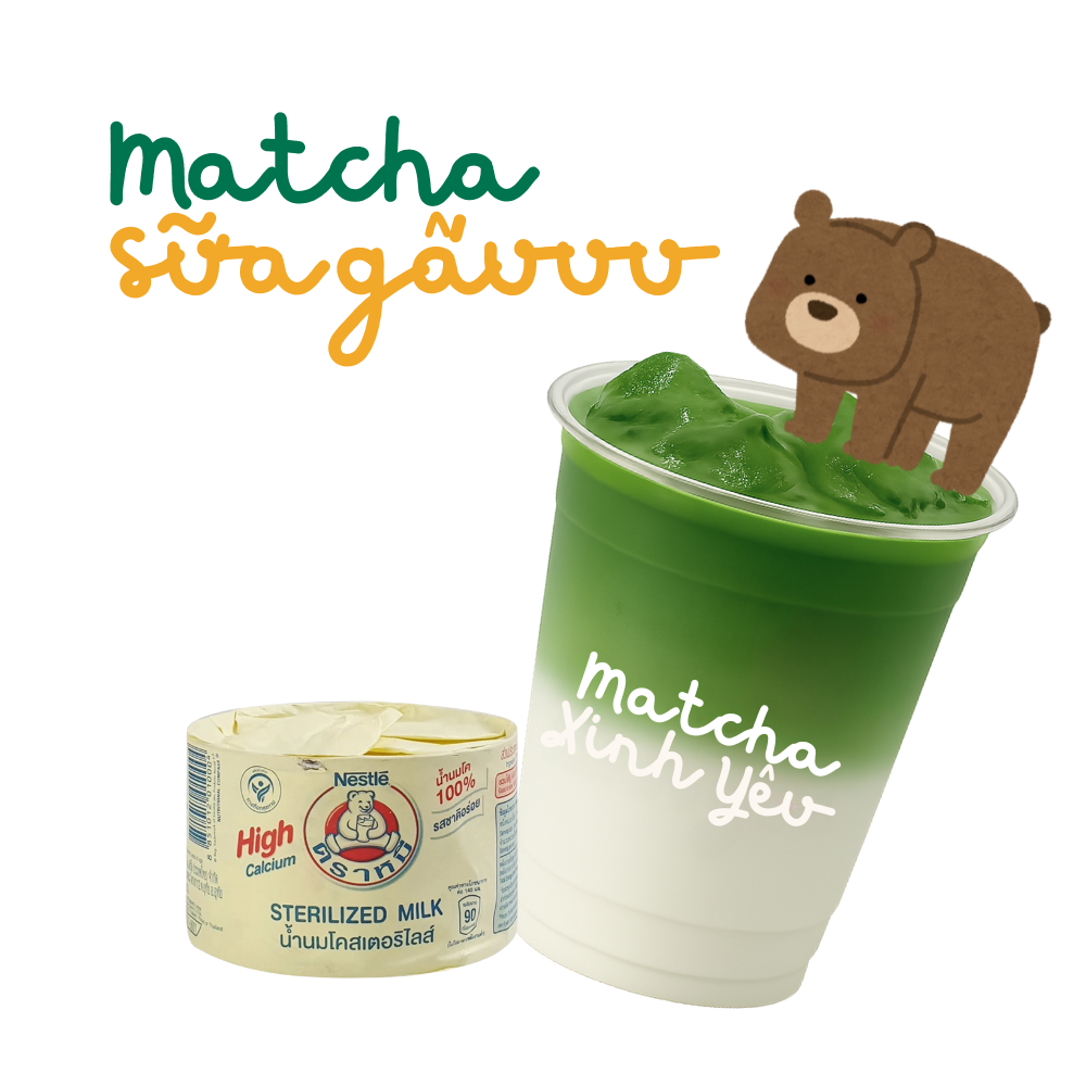 Sterilized Milk Matcha - Matcha Sữa Gấu