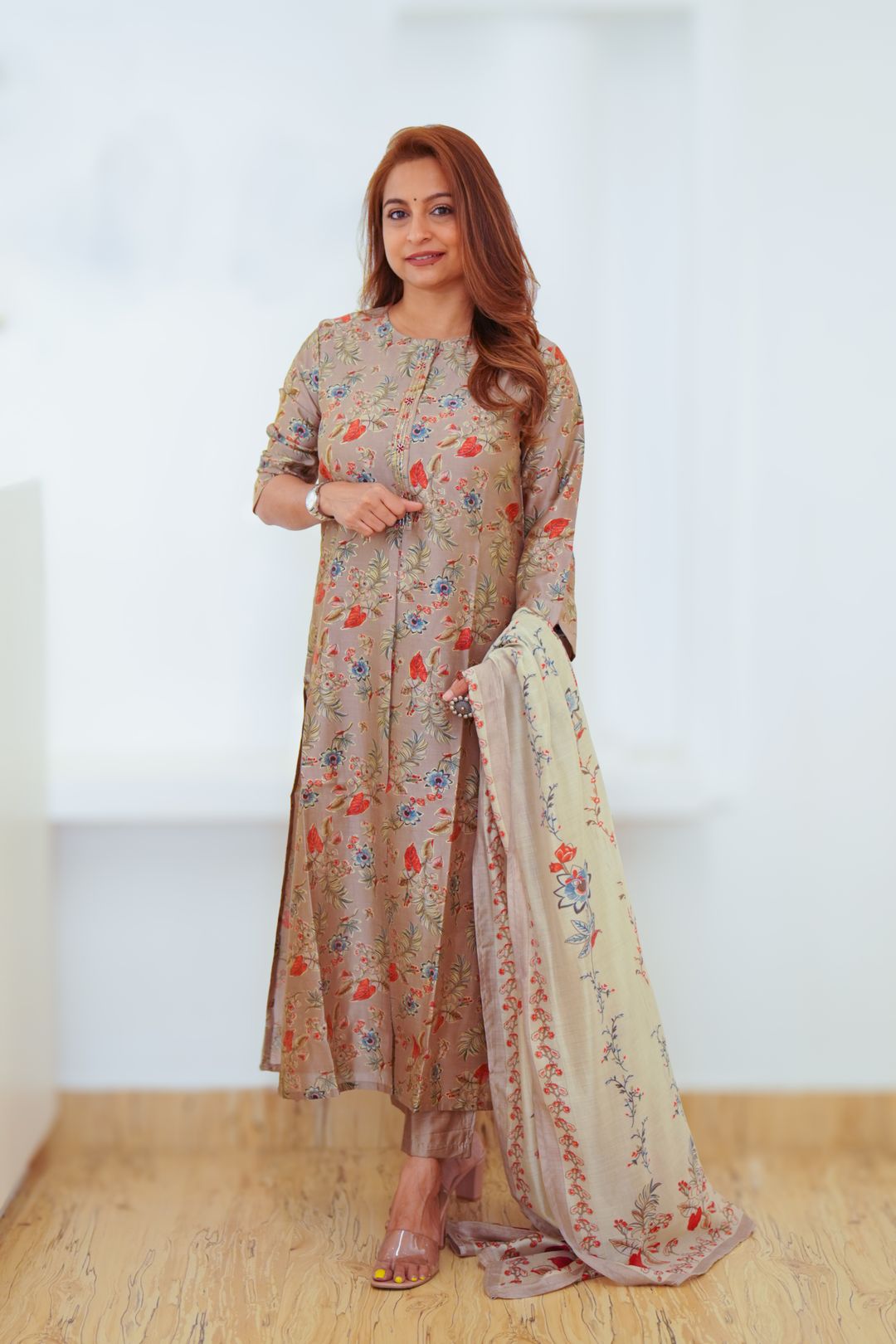 Beige Modal Silk Set