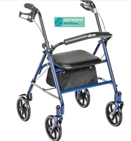 ANDADOR DE ACERO CON RUEDAS CON ASIENTO CAPACIDAD 350LBS PLEGABLE