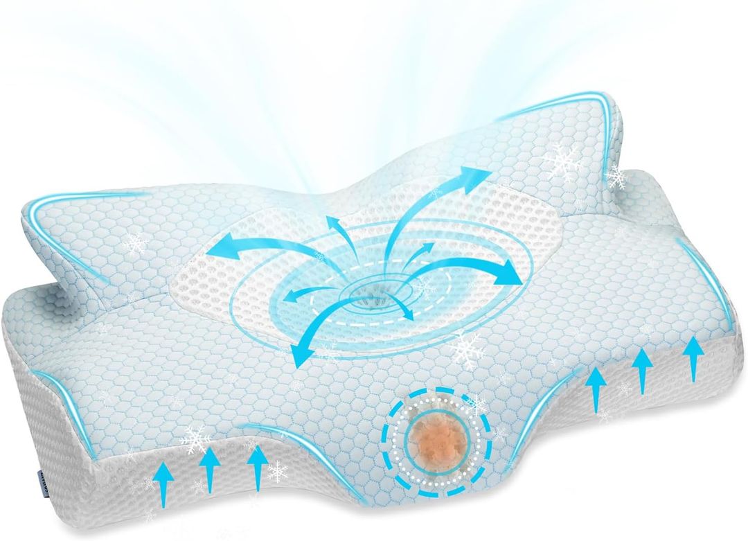 ALMOHADA CERVICAL ESPUMA VISCOELÁSTICA DISEÑO DIM 23.6X14.5X5.5 PULG