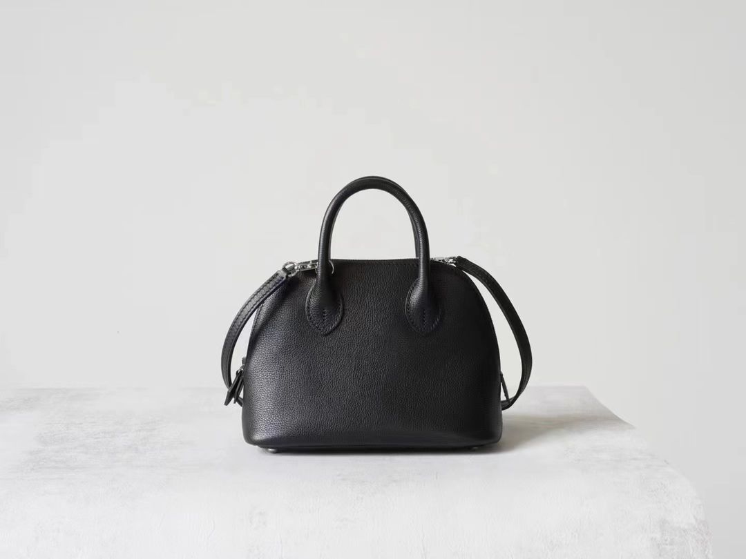 Partisan Hand-Crafted Mini EV Leather Bowler Bag (Black)