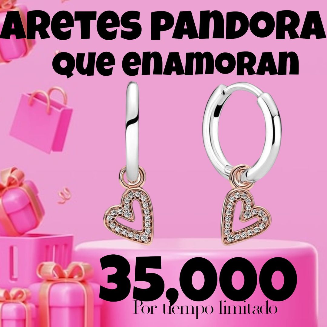 Argollas Pandora Plata 925 y Baño oro rosa