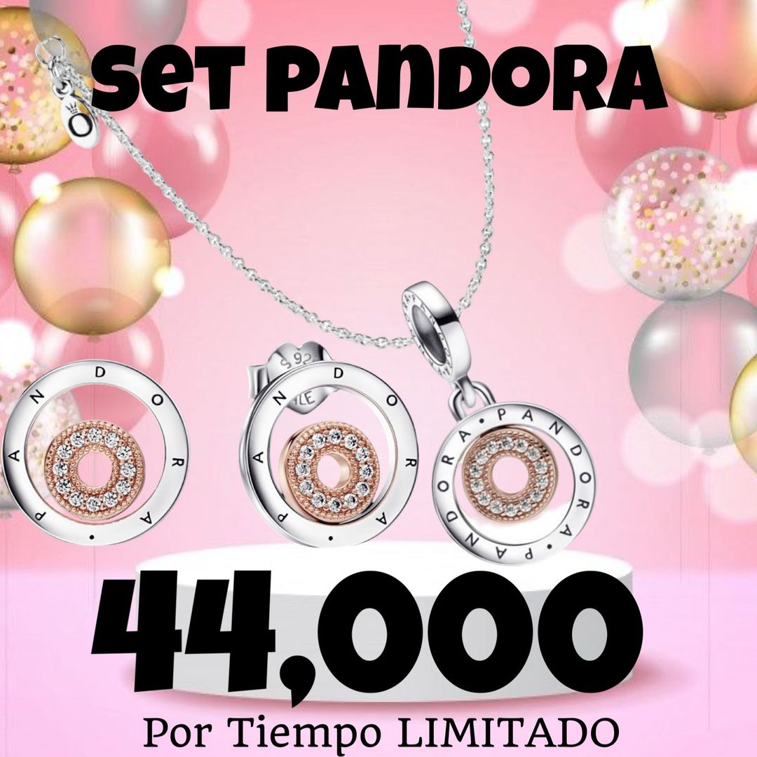 Set Pandora Plata 925 y Baño oro Rosa
