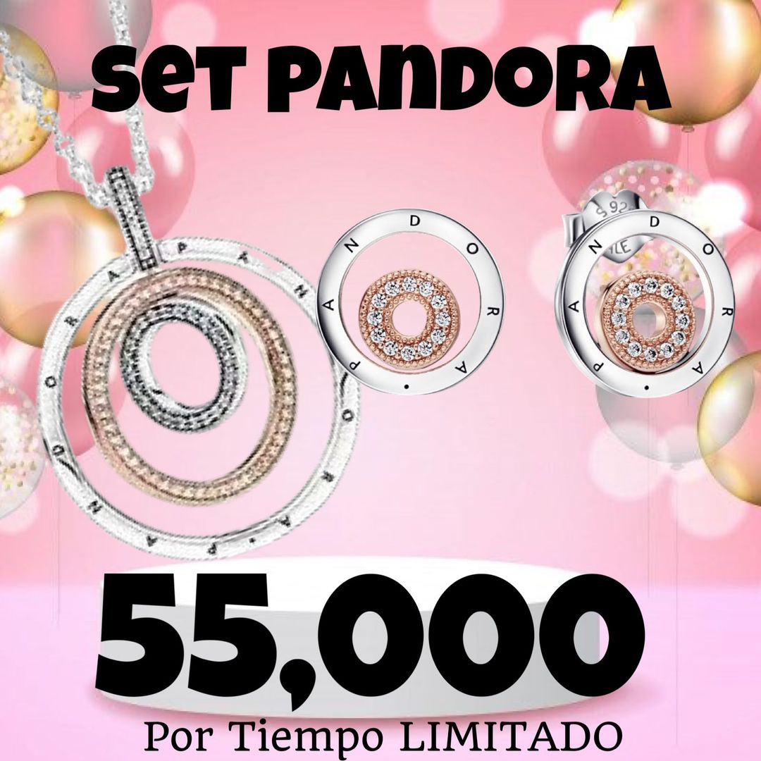 Set Pandora Plata 925 y Baño Oro Rosa