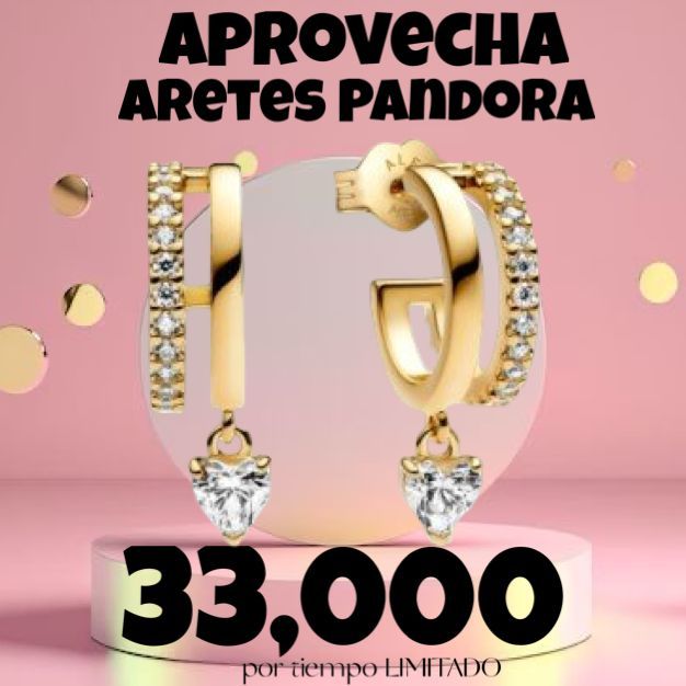 Argollas Pandora Baño de Oro Amarillo 