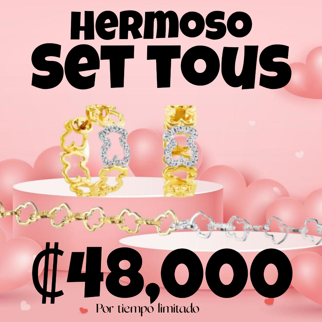 Set Tous Baño de oro amarillo y Plata 925