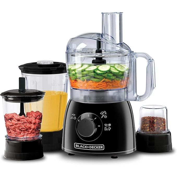Black+Decker 400W 29 Function Food Processor with Blender, Mincer & Grinder, Black - KR43
