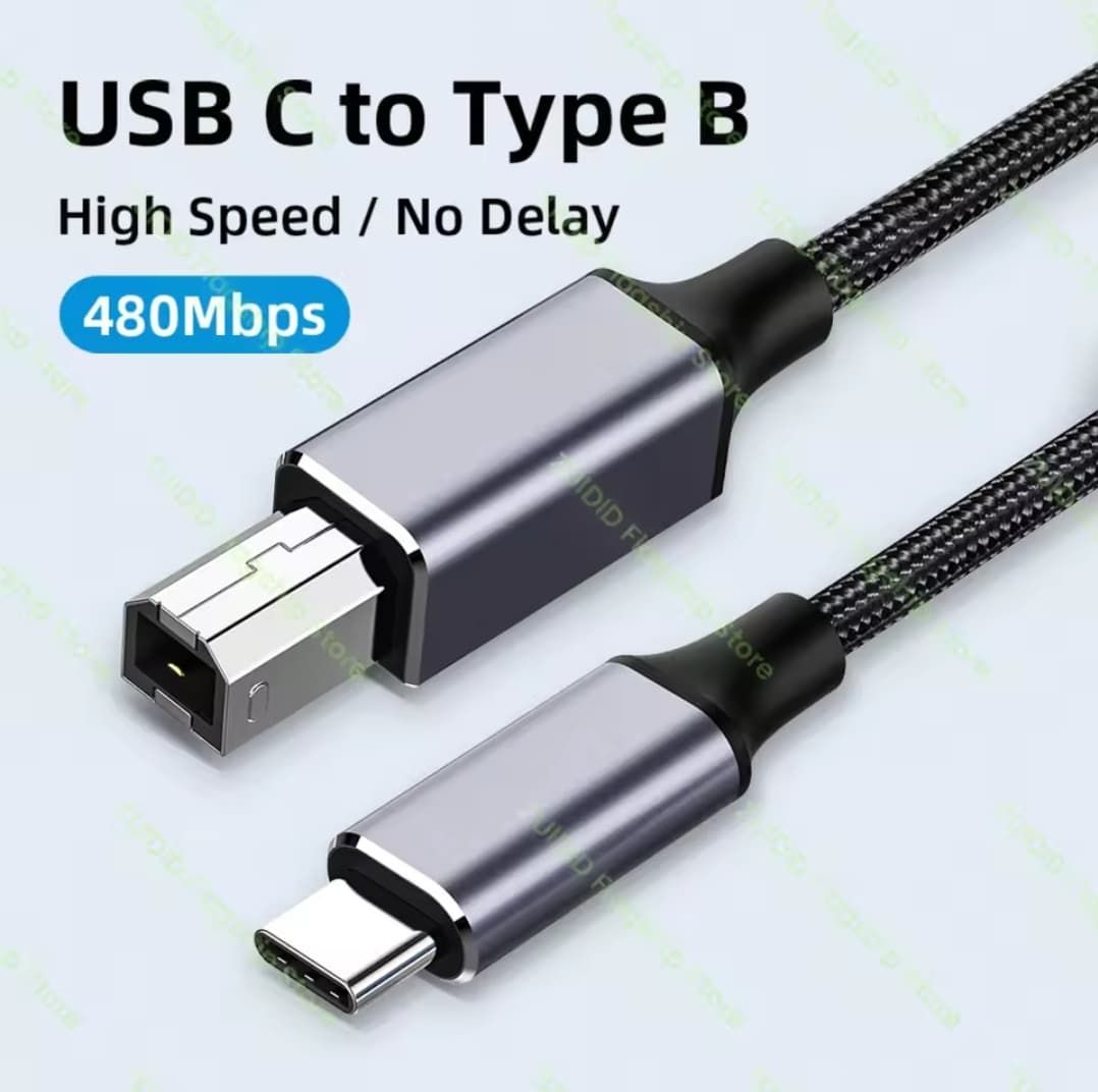 USB Type-C to USB Type B 2.0 Cable for New MacBook Pro & More