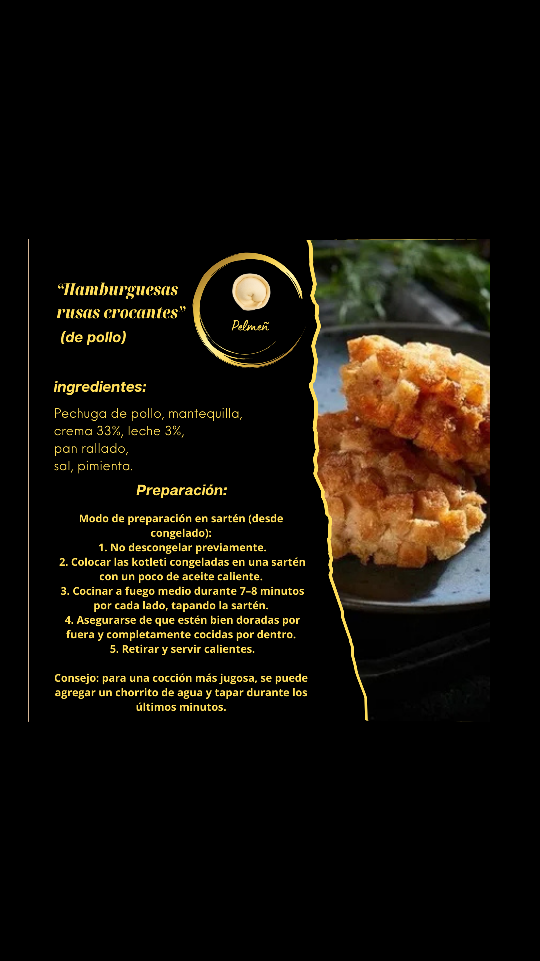 Котлеты "Пожарские" 500гр (5 штук) / “Hamburguesas rusas crocantes de pollo” 500 g (5 piezas)