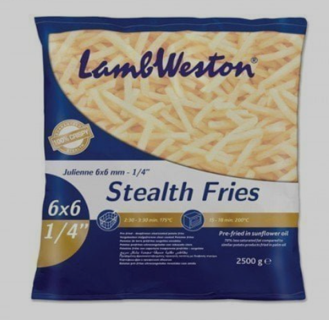 LAMBWESTON FRIES 6X6MM SKIN OFF 1X4X2.5KG