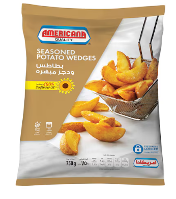 AMERICANA SEASONED POTATO WEDGES 12X750 Gram