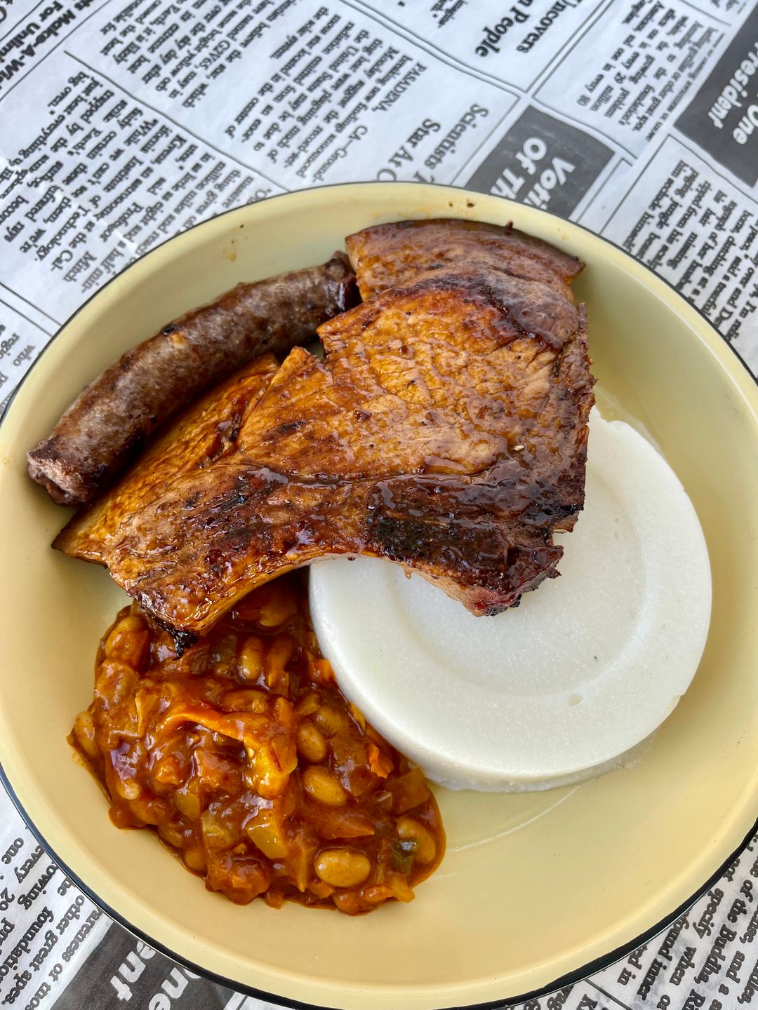 Pork steak and Boerewors Shisanyama Plate 