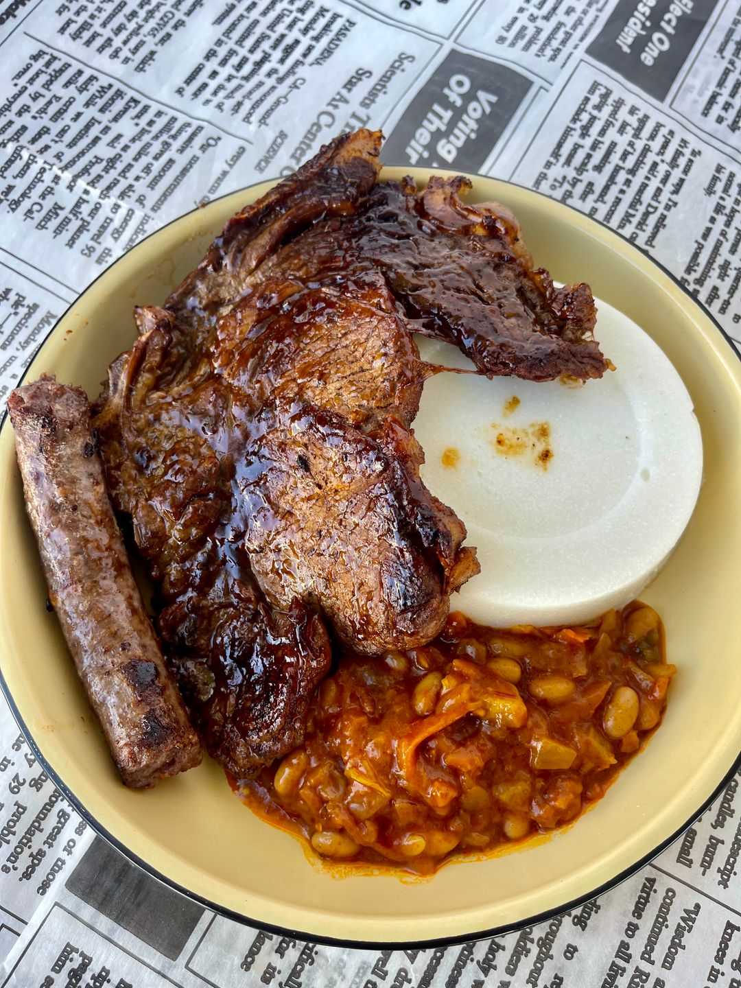 Beef Steak and Boerewors Shisanyama Plate 