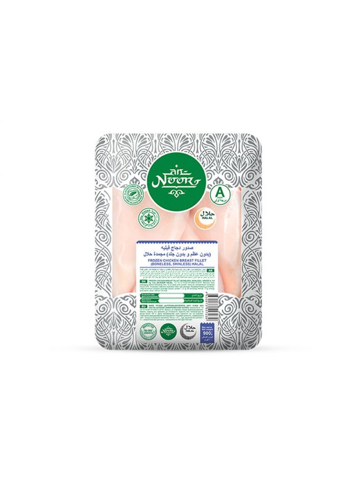 NOOR FROZEN CHICKEN BREAST FILLET HALAL BONELESS/ SKINLESS 1x4x2.5KG