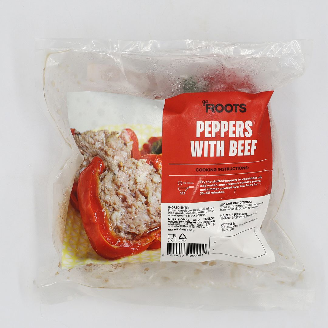 Roots Peppers with Beef Frozen 500g