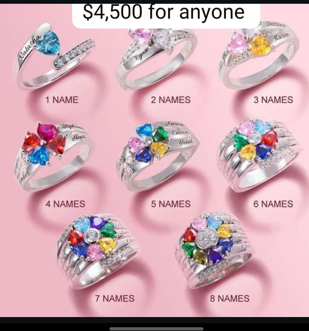 Female customize name ring with birthstone