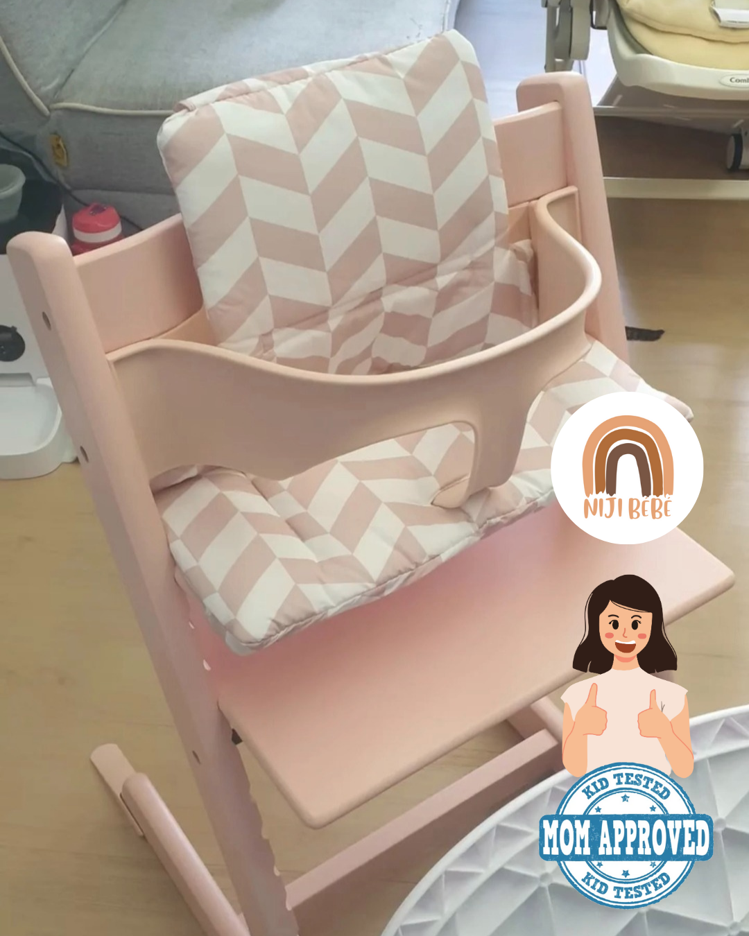 Grow With Me Classic Cushion – Pink Chevron | Inspired by Stokke Tripp Trapp