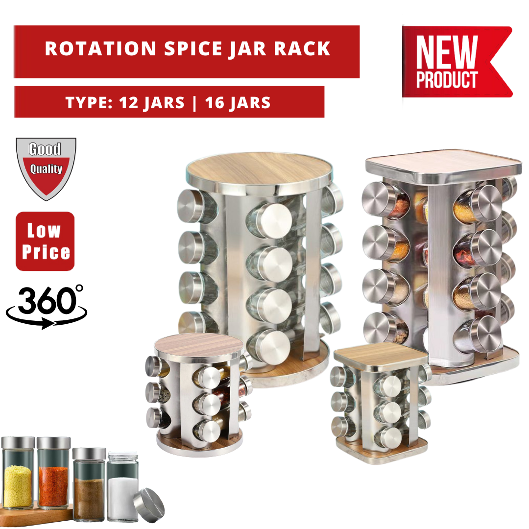 360 Rotation Spice Jar Rack