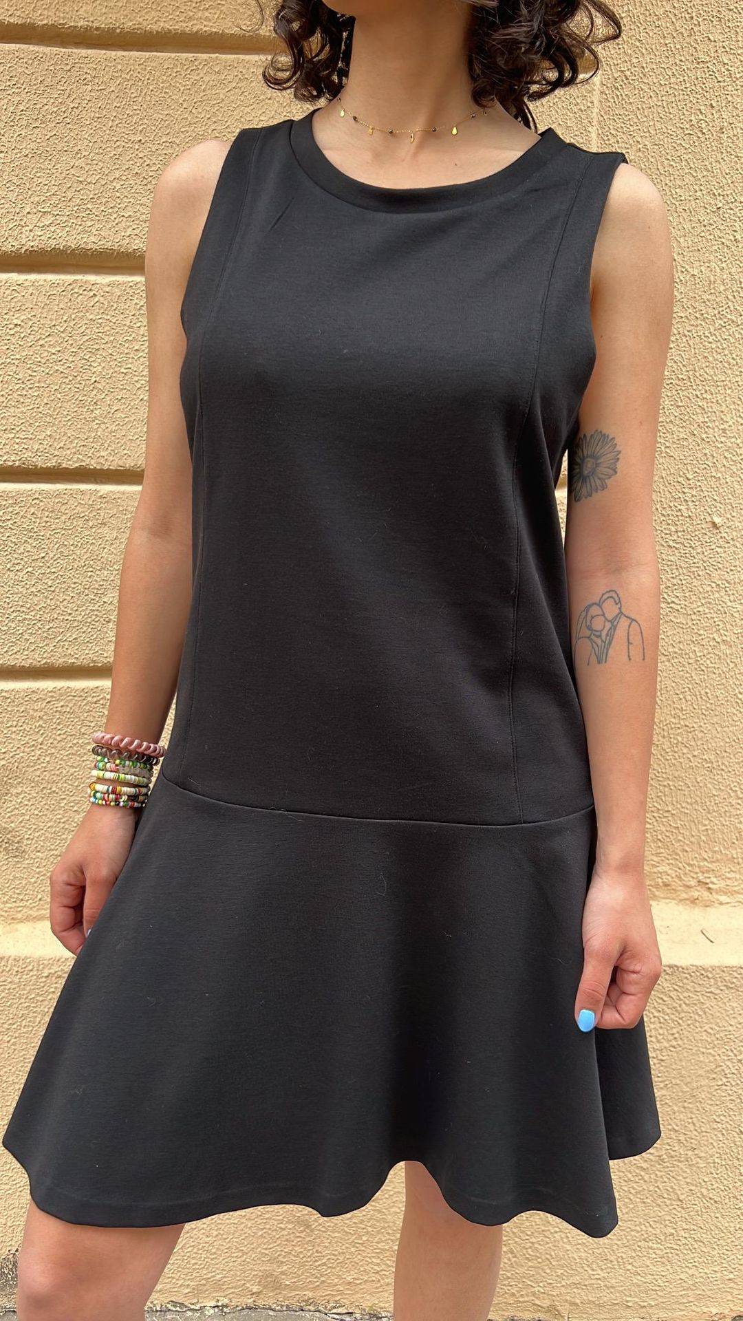 Black Vintage Style Drop Waist Dress