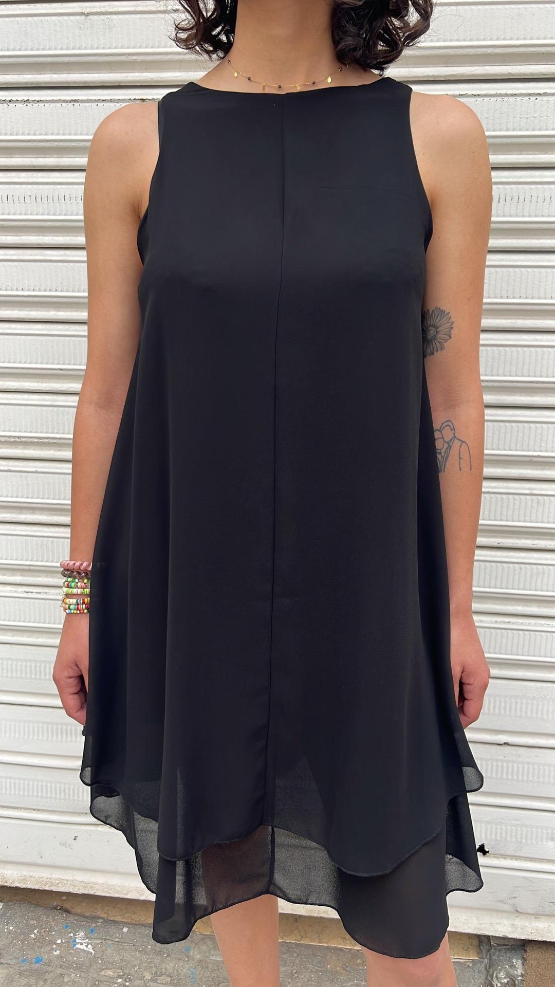 Black Flowy High-Low Dress
