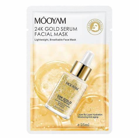 Masque hydratant et anti-âge à l'or 24 carats pour visage
