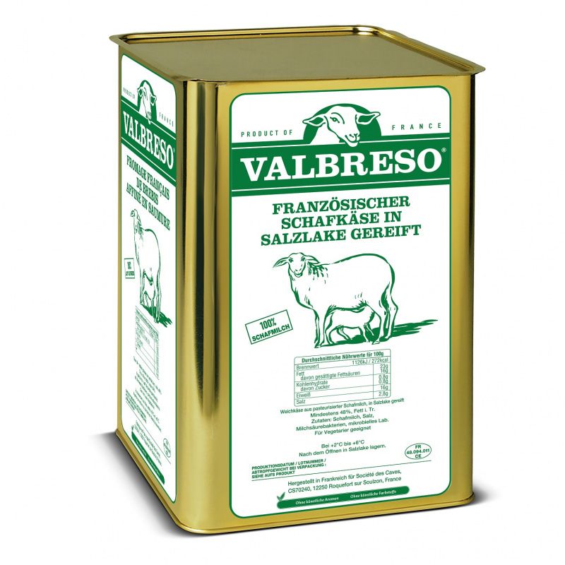 VALBRESO FETA WHITE CHEESE BLOCK 1x16KG