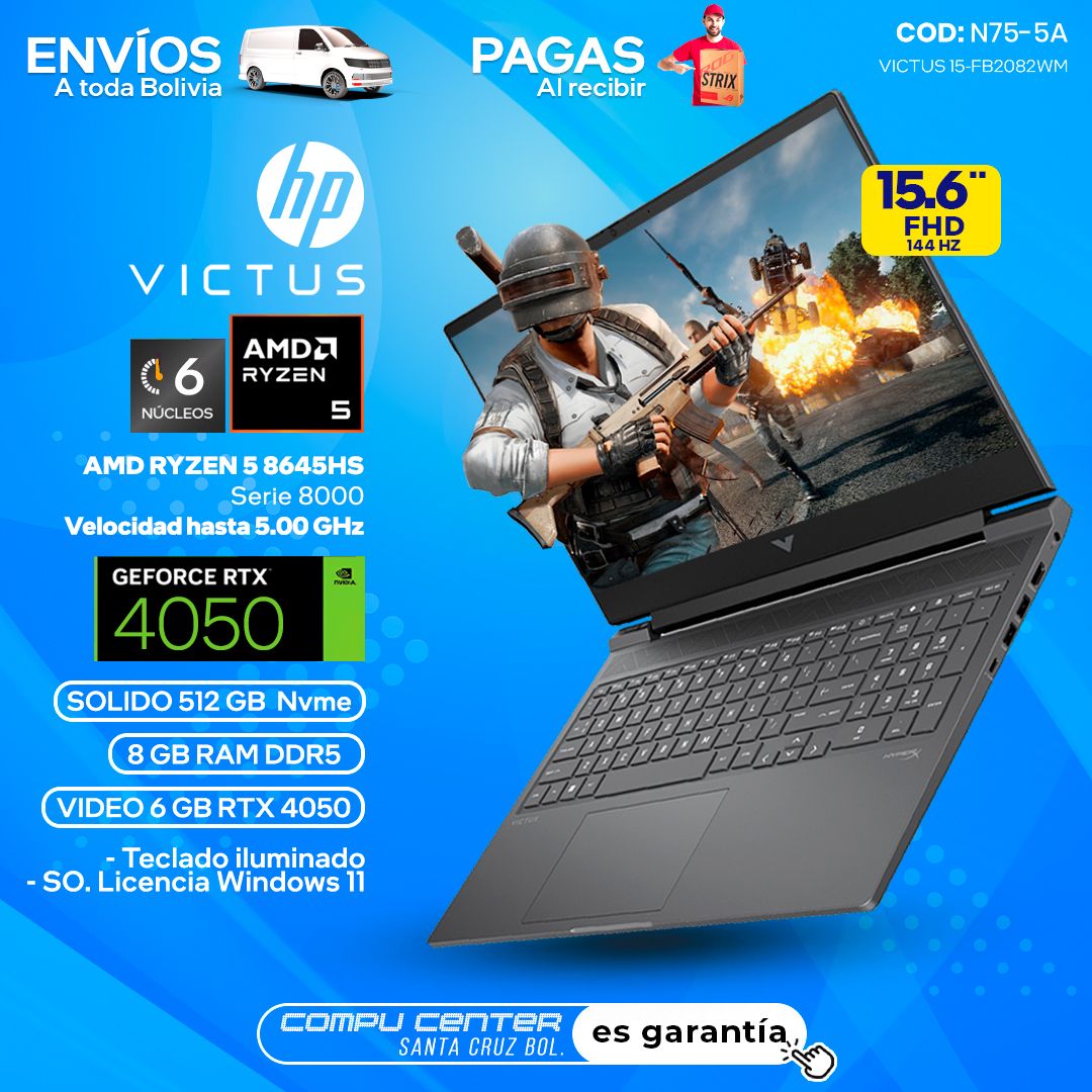 HP VICTUS 15 FB2082WM / RYZEN 5 SERIE 8000 / RTX 4050 6 GB