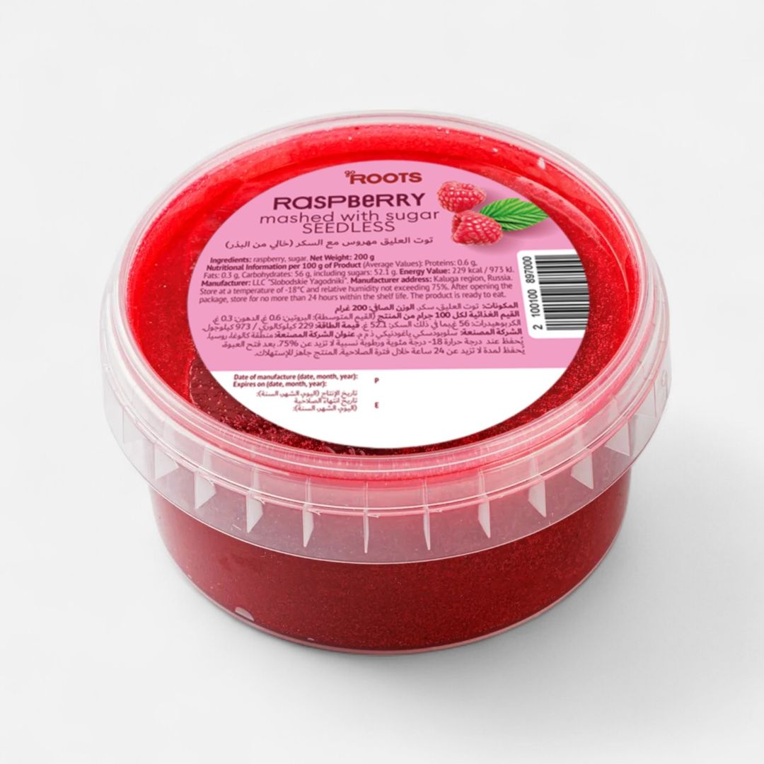 Roots Raspberry Mashed with Sugar Seedless Frozen 200g
