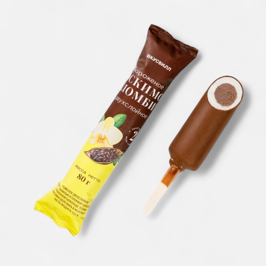VkusVill Vanilla Double-Layer Ice Cream 80g