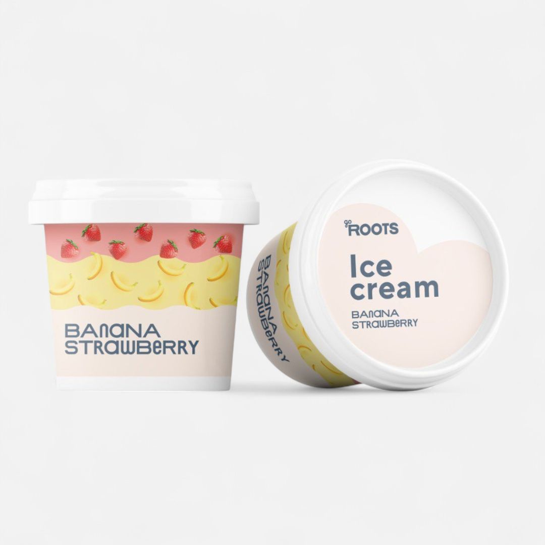 Roots Banana-Strawberry Ice Cream  75g