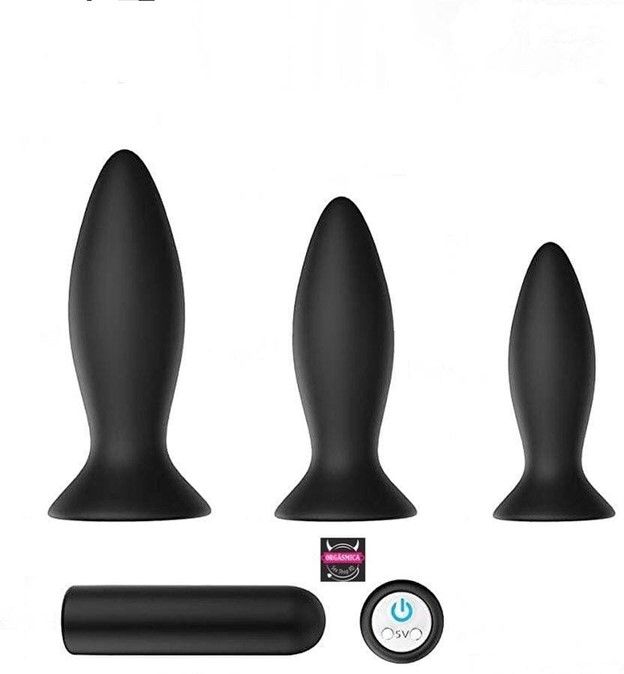 PLUG ANAL SET DE 3 PIEZAS CON BALITA VIBRADORA Y CONTROL